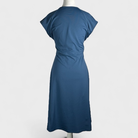 Patagonia Bandha Dress Womens Medium Blue Front Twist Fit & Flare Jersey Stretch - Picture 3 of 11